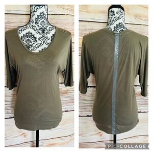 Victoria’s Secret Supermodel Essentials Olive Green Sequin Back Stripe Modal Top